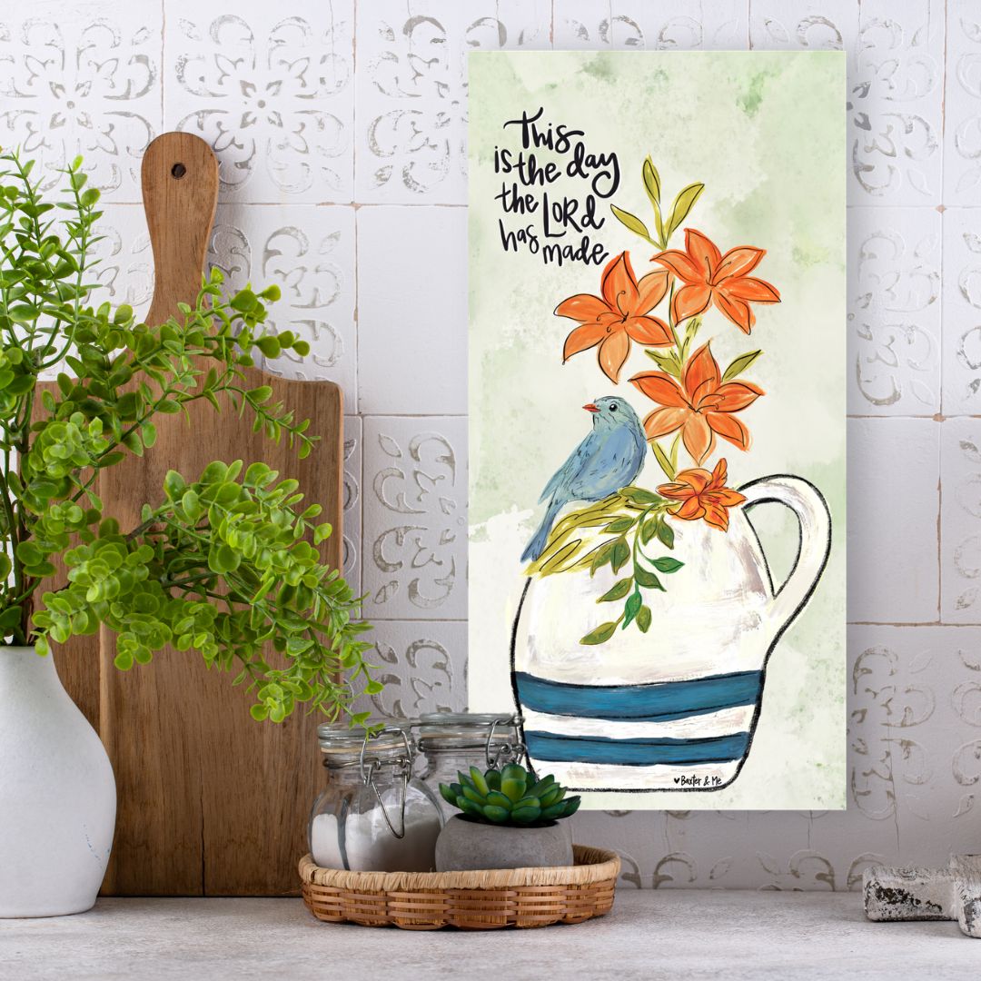 This is the Day Bluebird Lily Wrapped Canvas