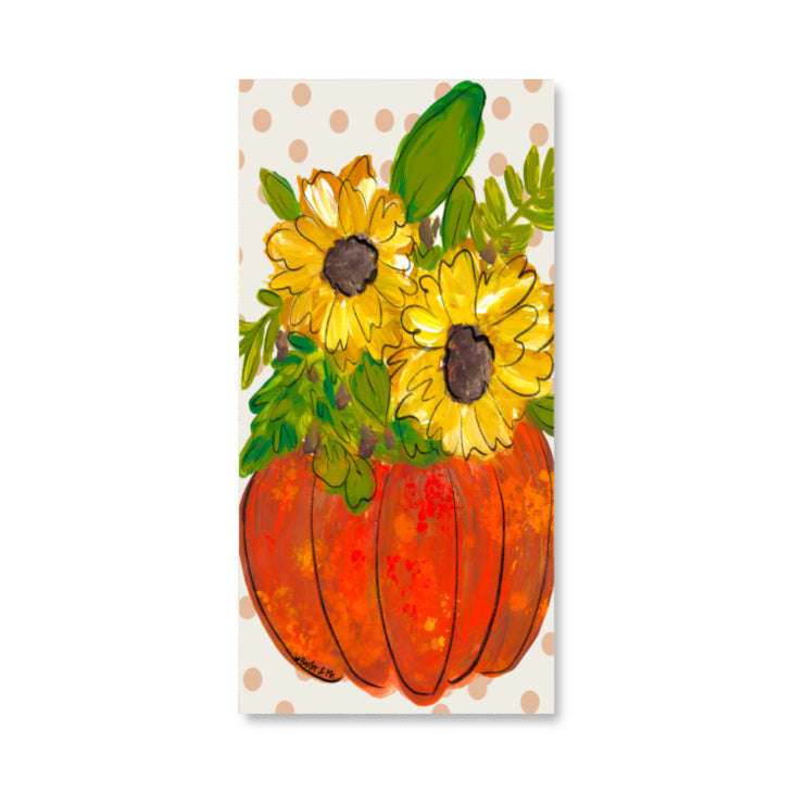 Polka Dot Sunflower Pumpkin Wrapped Canvas