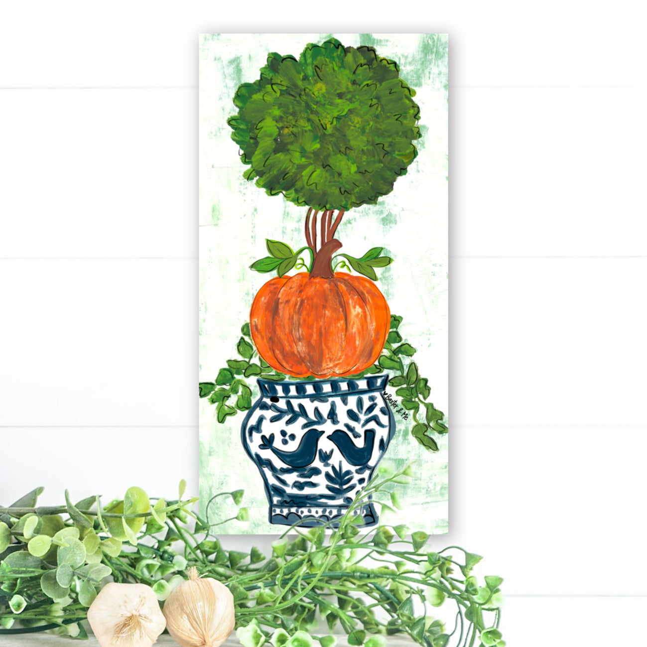 Pumpkin Topiary Wrapped Canvas