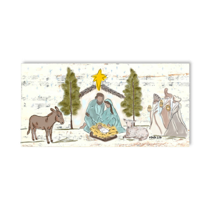 Starry Night Nativity Wrapped Canvas