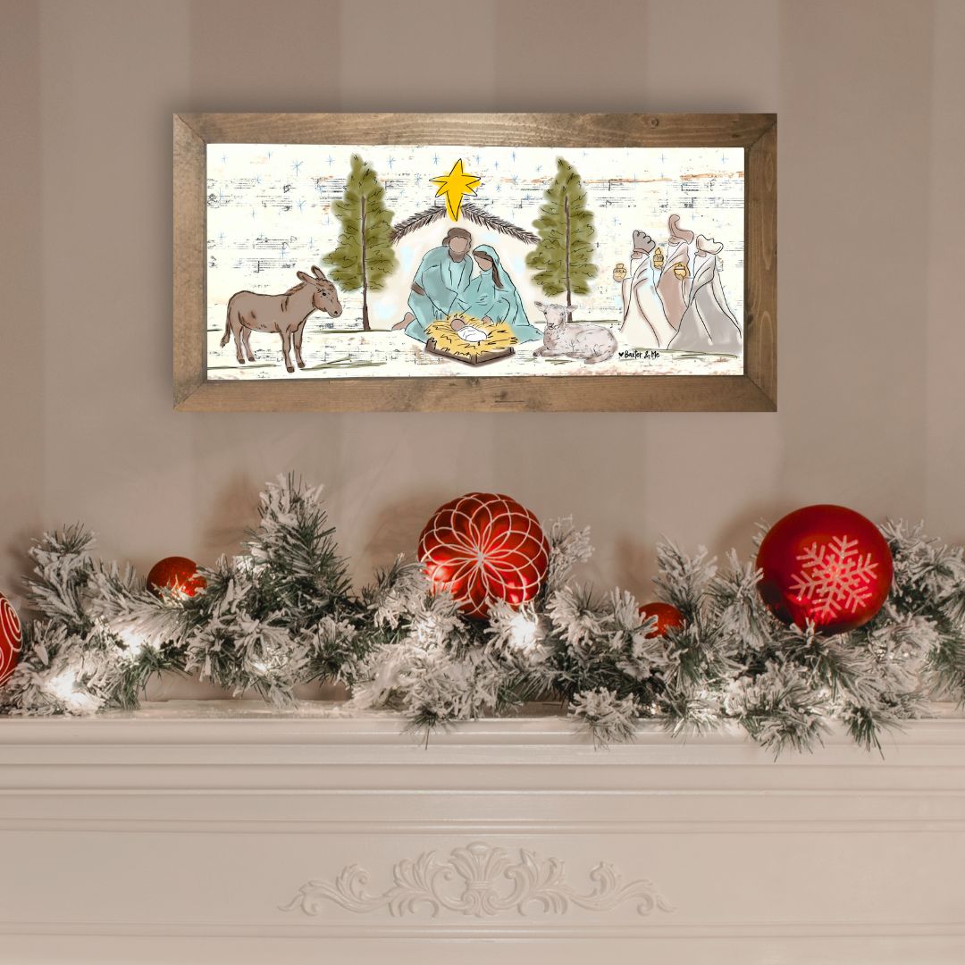 Starry Night Nativity Framed Art