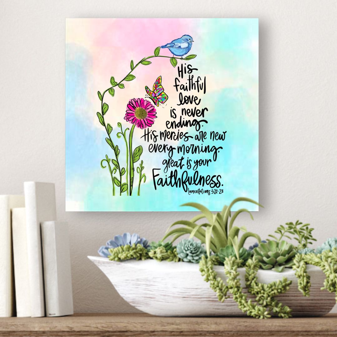 Great is Thy Faithfulness Watercolor Wrapped Canvas