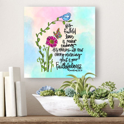 Great is Thy Faithfulness Watercolor Wrapped Canvas