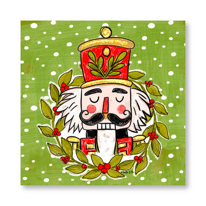 Holly Berry Wreath Nutcracker Wrapped Canvas