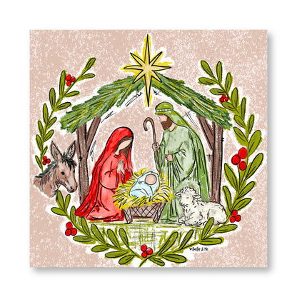 Christmas Nativity Stable Wrapped Canvas