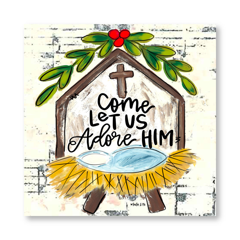 Come Let Us Adore Him Nativity Wrapped Canvas