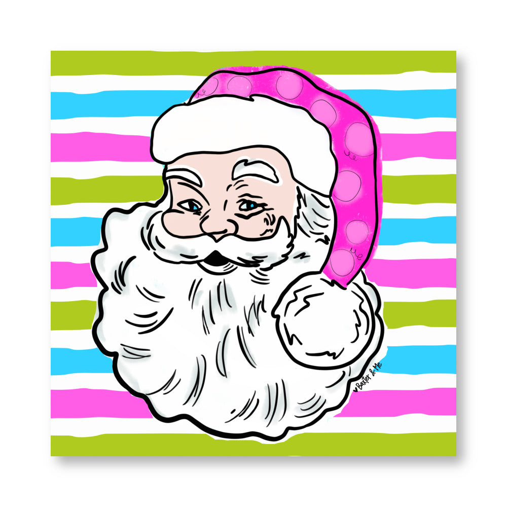 Pink Jolly Santa Wrapped Canvas