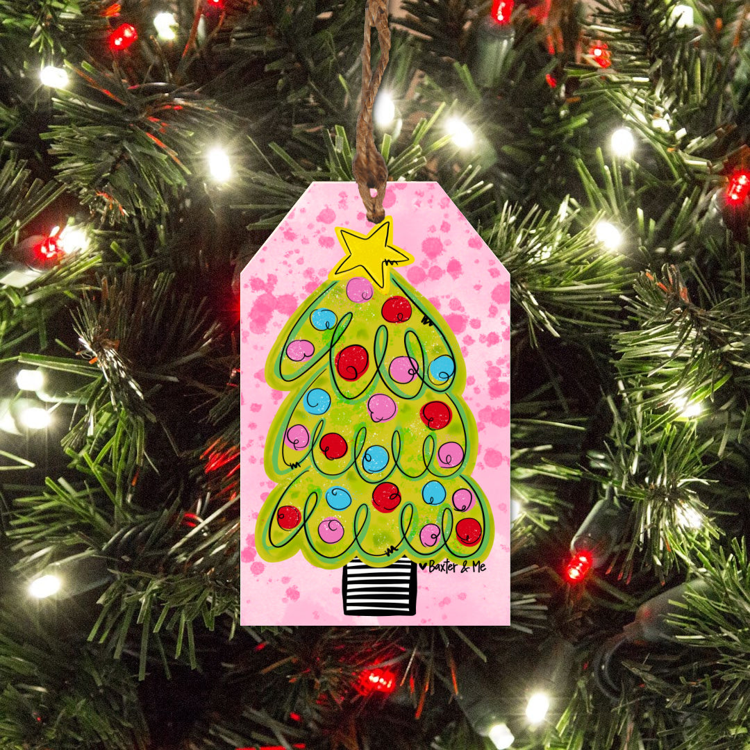 Pink Whimsical Christmas Tree Ornament