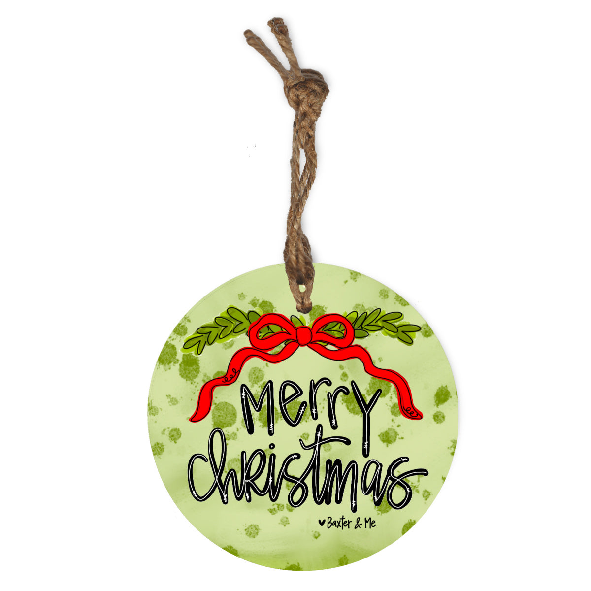 Merry Christmas Red Ribbon Ornament