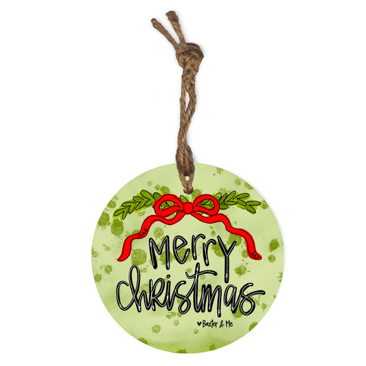 Merry Christmas Red Ribbon Ornament