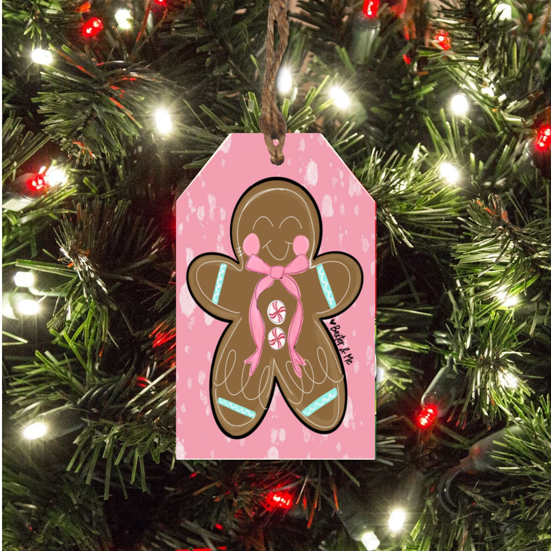 Pink Peppermint Gingerbread Ornament