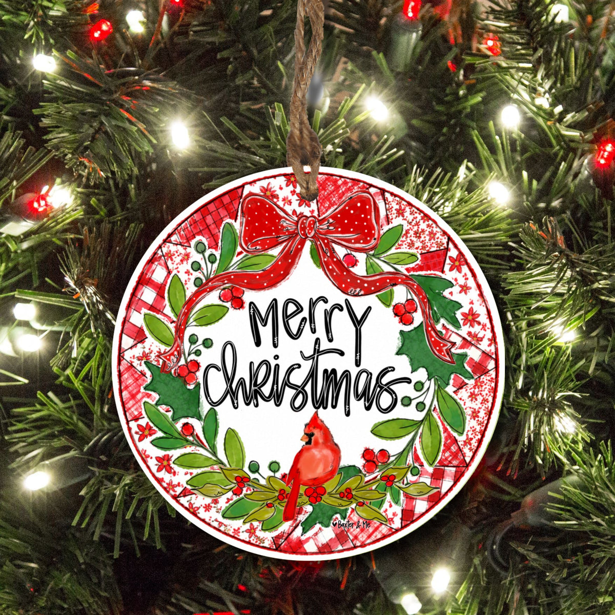 Quilted Christmas Cardinal Ornament