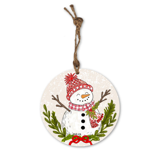 Red Plaid Snowman Ornament