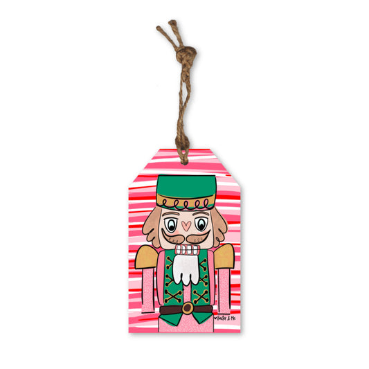 Pink Candy Nutcracker Gift Tag Ornament