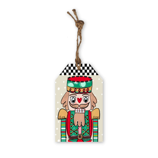 Checkered Nutcracker Gift Tag Ornament