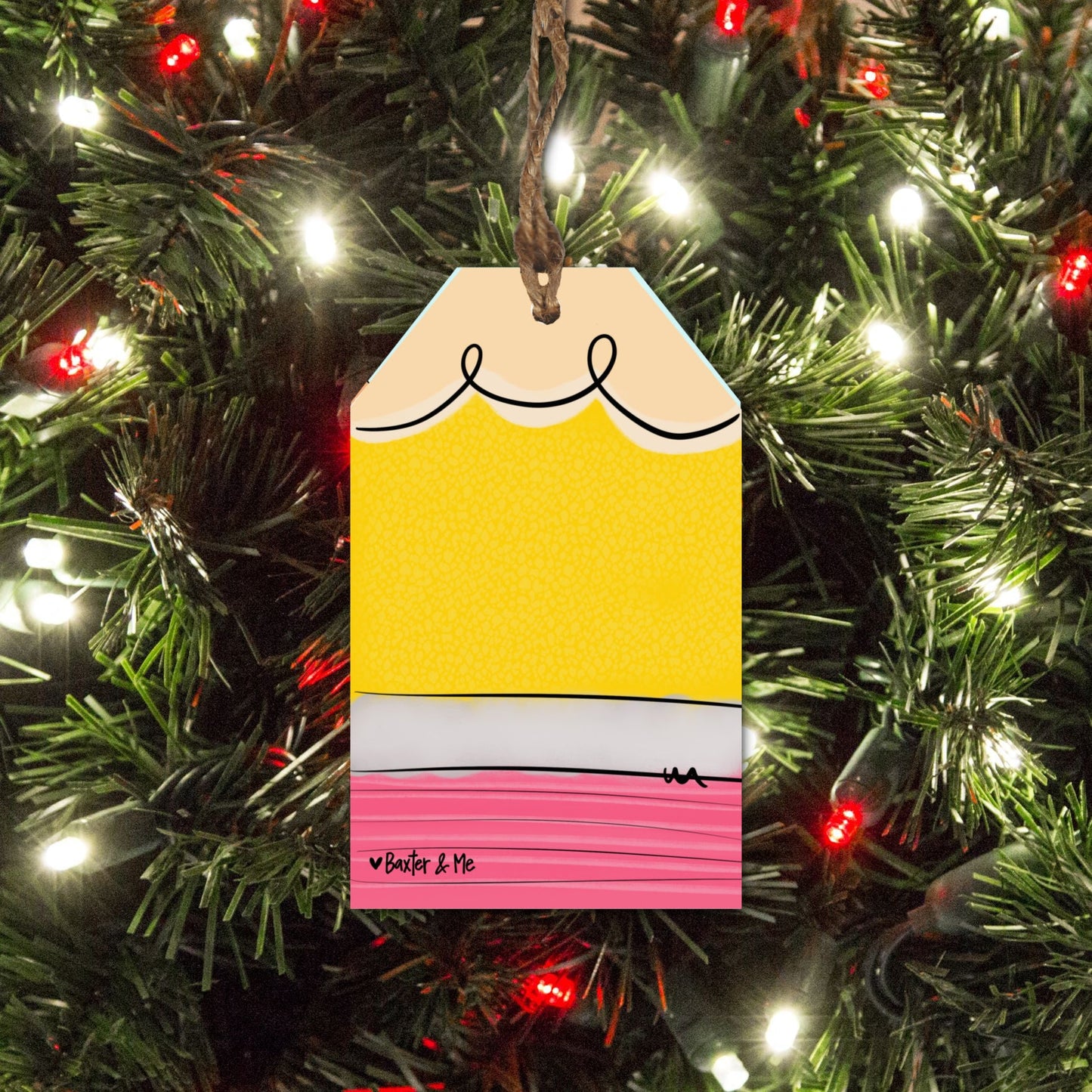 Personalizable Pencil Gift Tag Ornament