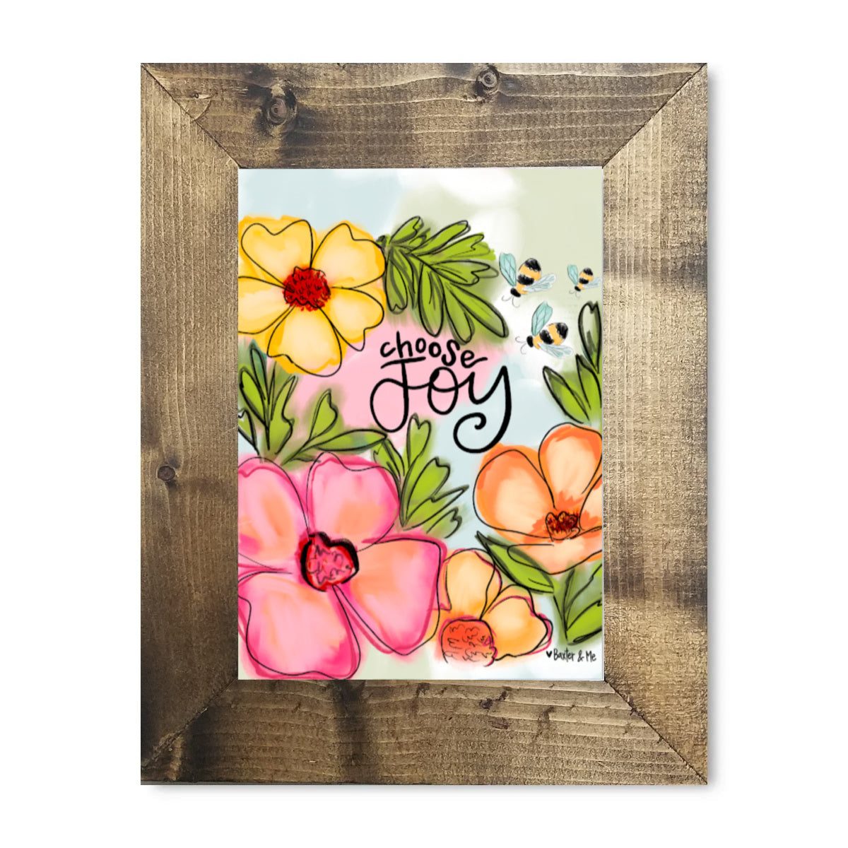 Choose Joy Watercolor Floral Framed Art