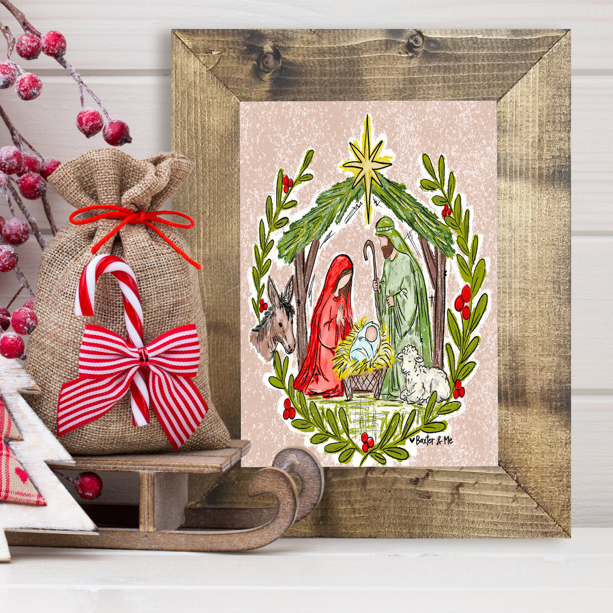 Christmas Nativity Stable  Framed Art