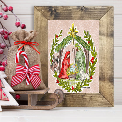 Christmas Nativity Stable  Framed Art