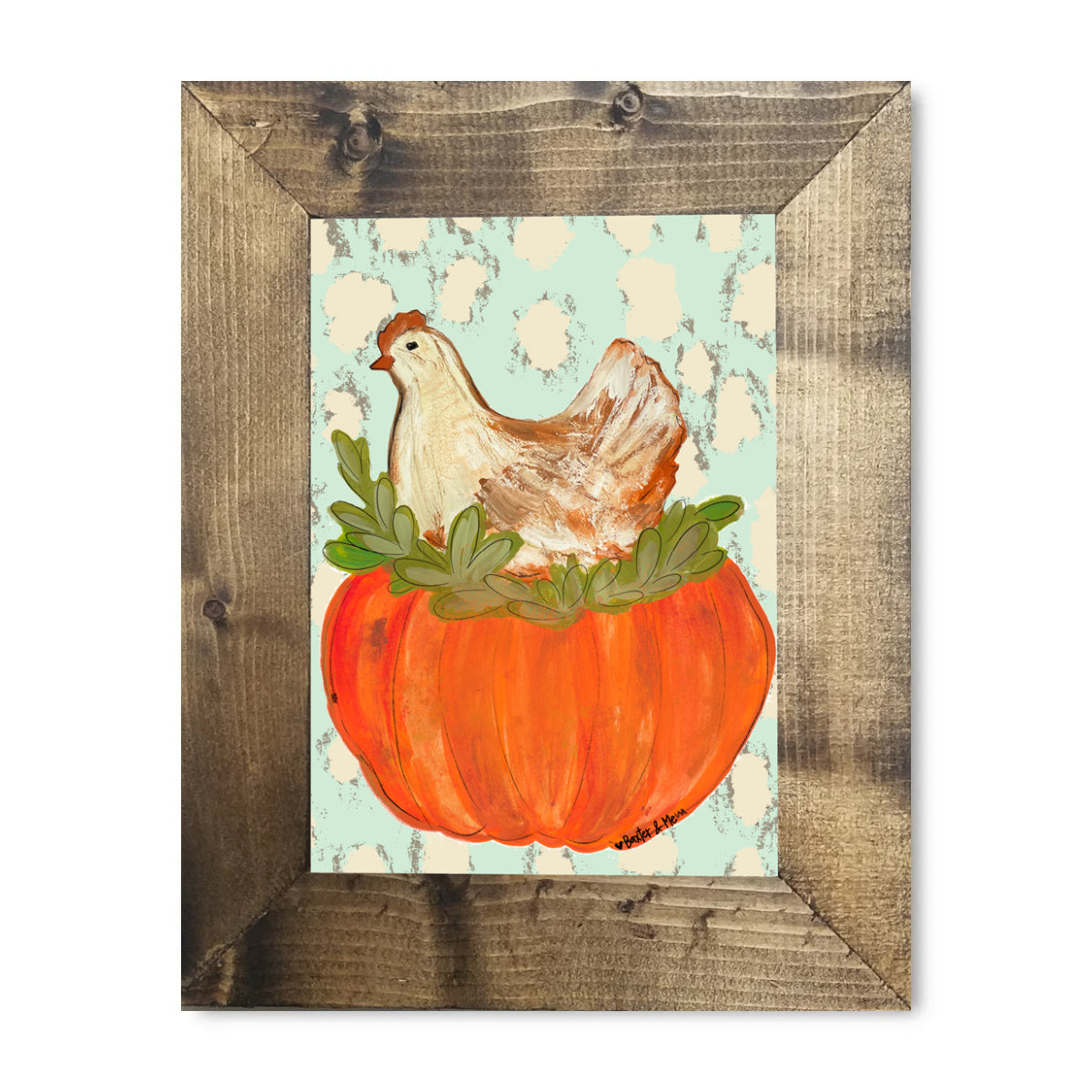 Pumpkin Sitting Hen Framed Art