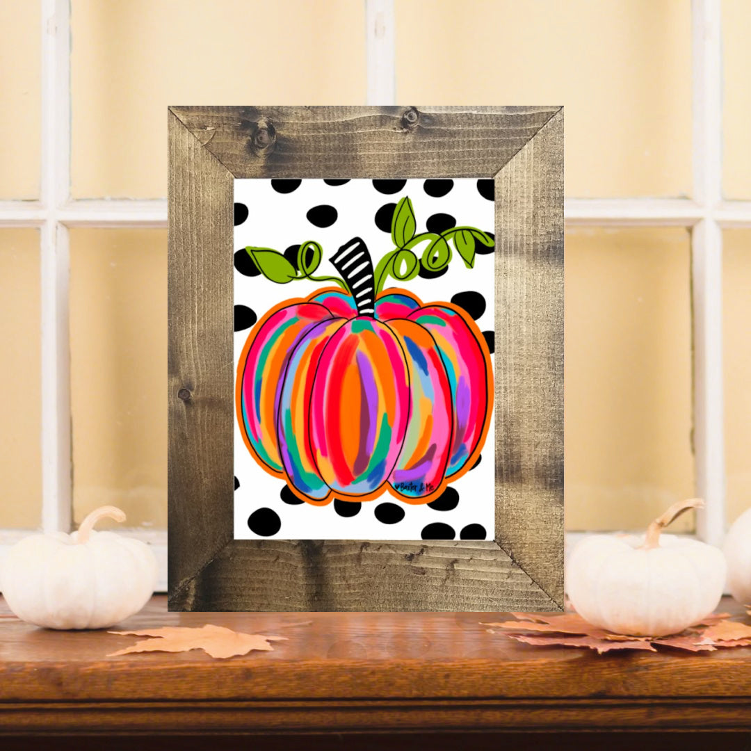 Colorful Pumpkin Framed Art