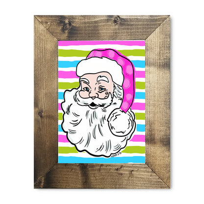 Pink Jolly Santa Framed Art