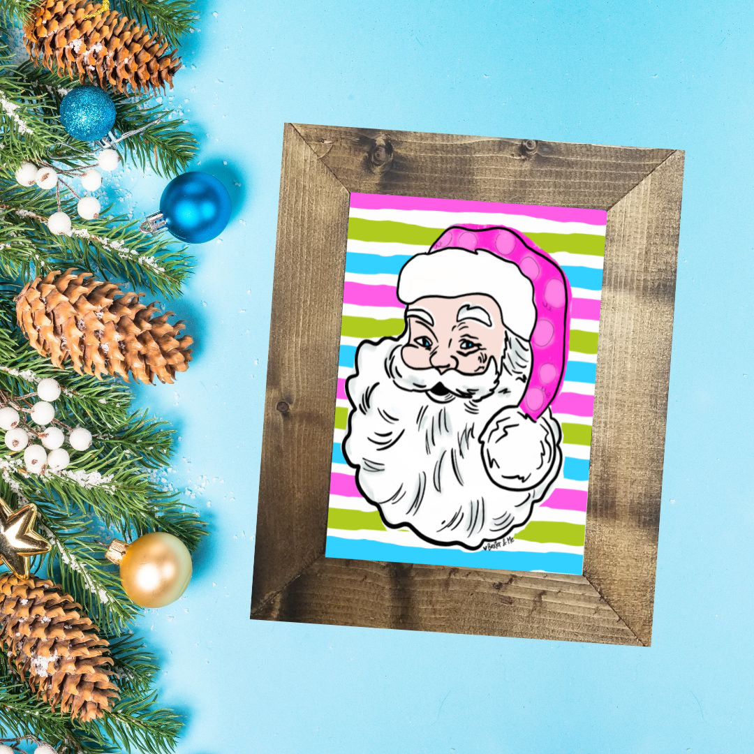 Pink Jolly Santa Framed Art