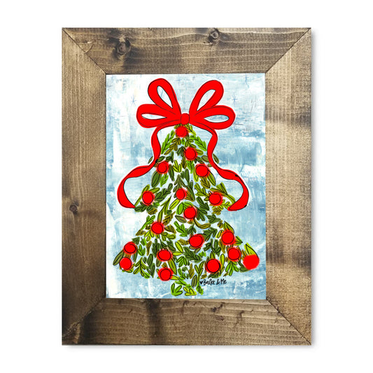 Holly Berry Christmas Tree Framed Art