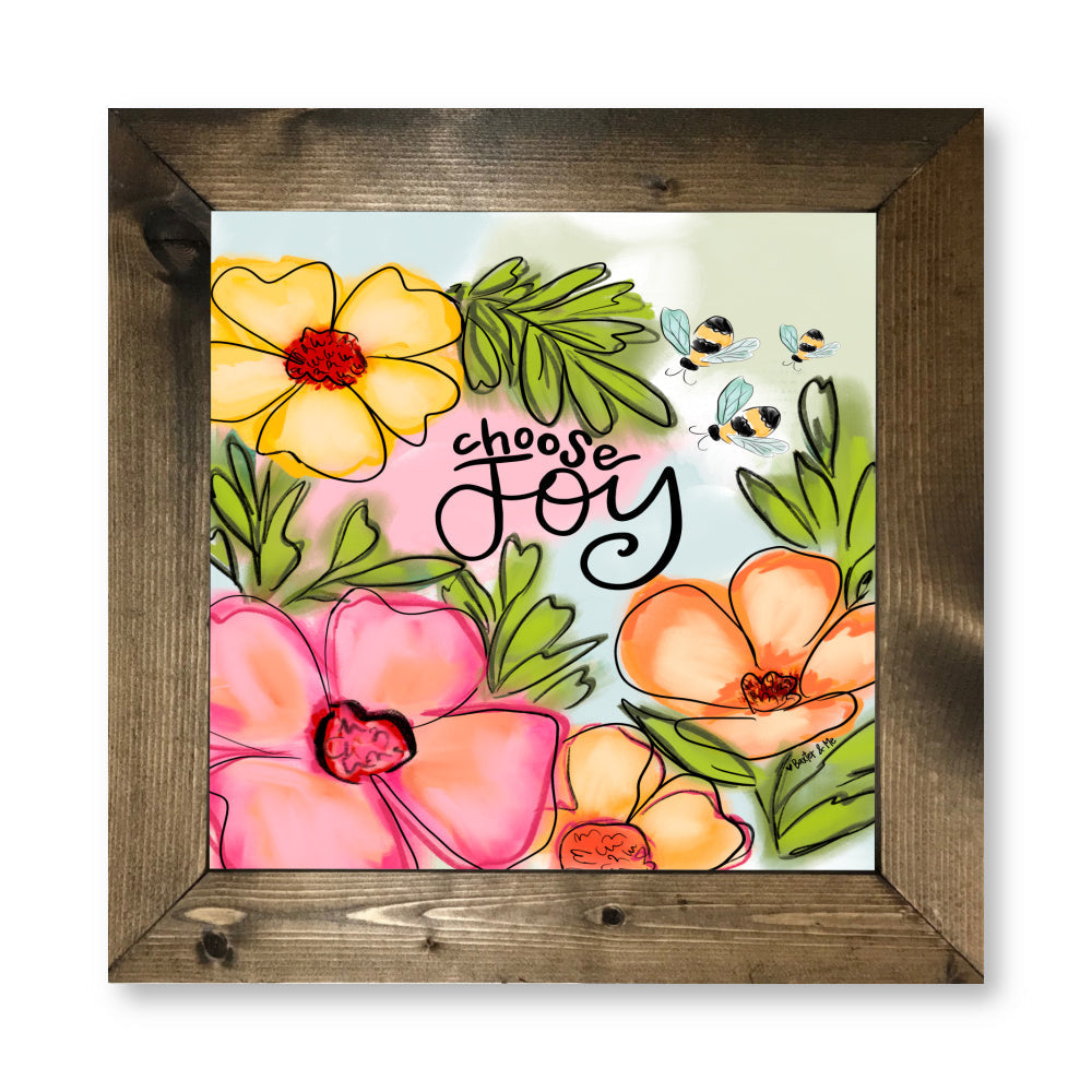 Choose Joy Watercolor Floral Framed Art