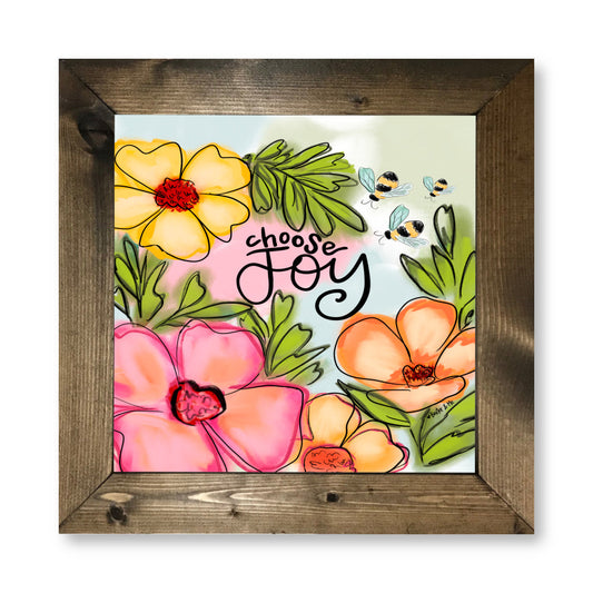 Choose Joy Watercolor Floral Framed Art