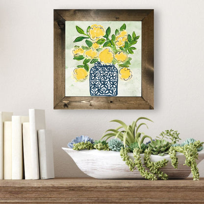 Yellow Arrangement in Blue & White Vase Framed Art