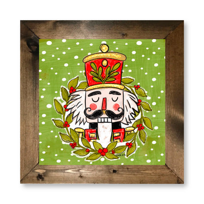 Holly Berry Wreath Nutcracker Framed Art