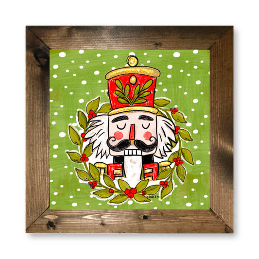 Holly Berry Wreath Nutcracker Framed Art
