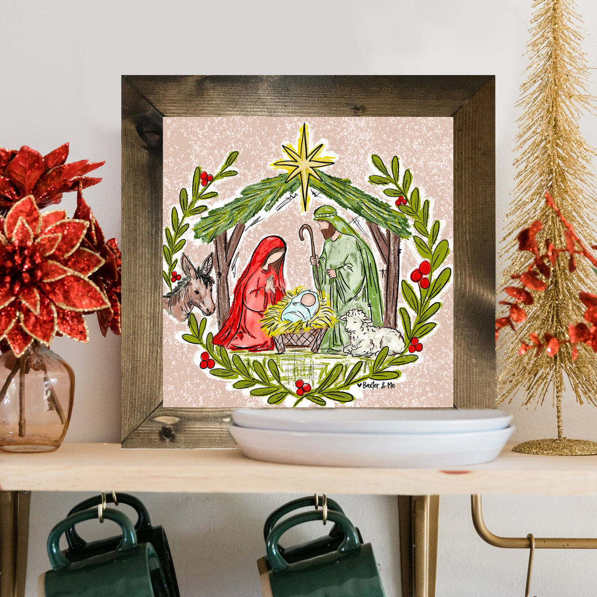 Christmas Nativity Stable  Framed Art