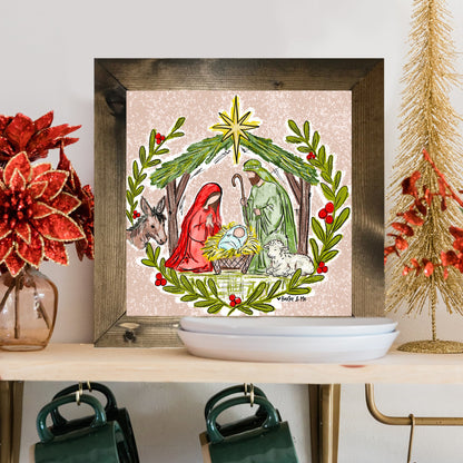 Christmas Nativity Stable  Framed Art