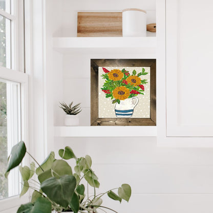 Sunflowers in Stoneware Pottery Framed Art