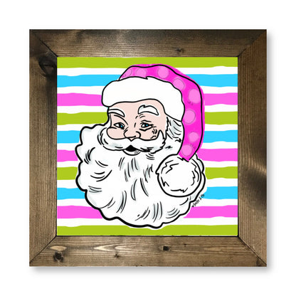 Pink Jolly Santa Framed Art