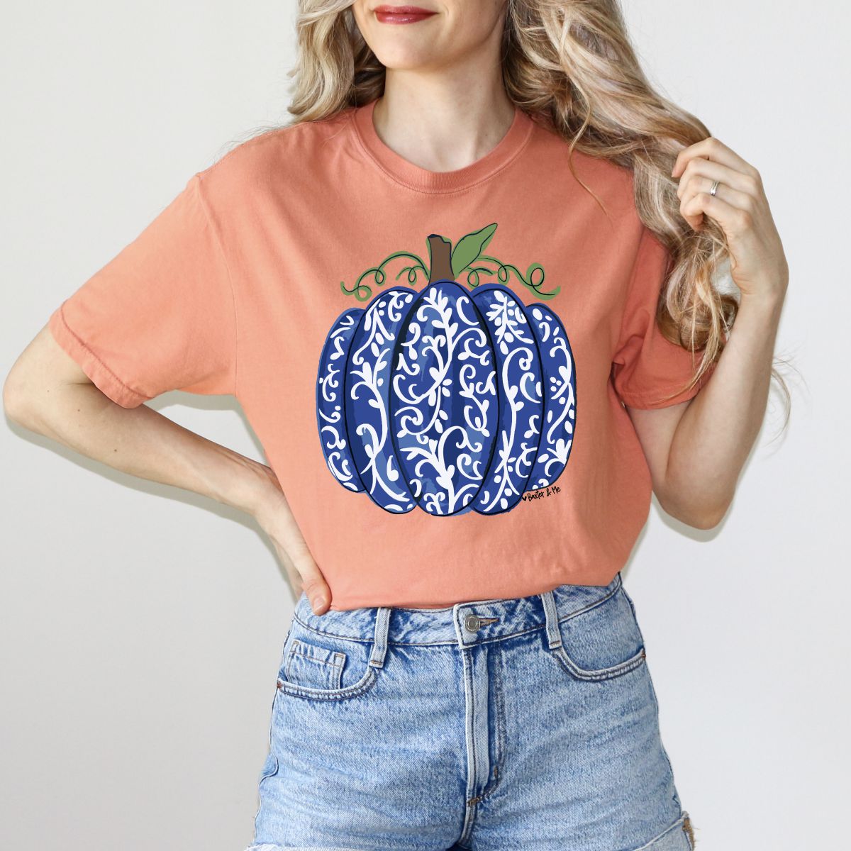 Blue Chinoiserie Pumpkin T-Shirt