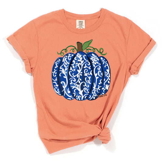 Blue Chinoiserie Pumpkin T-Shirt