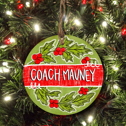 Merry Christmas Holly Berry Wreath Ornament