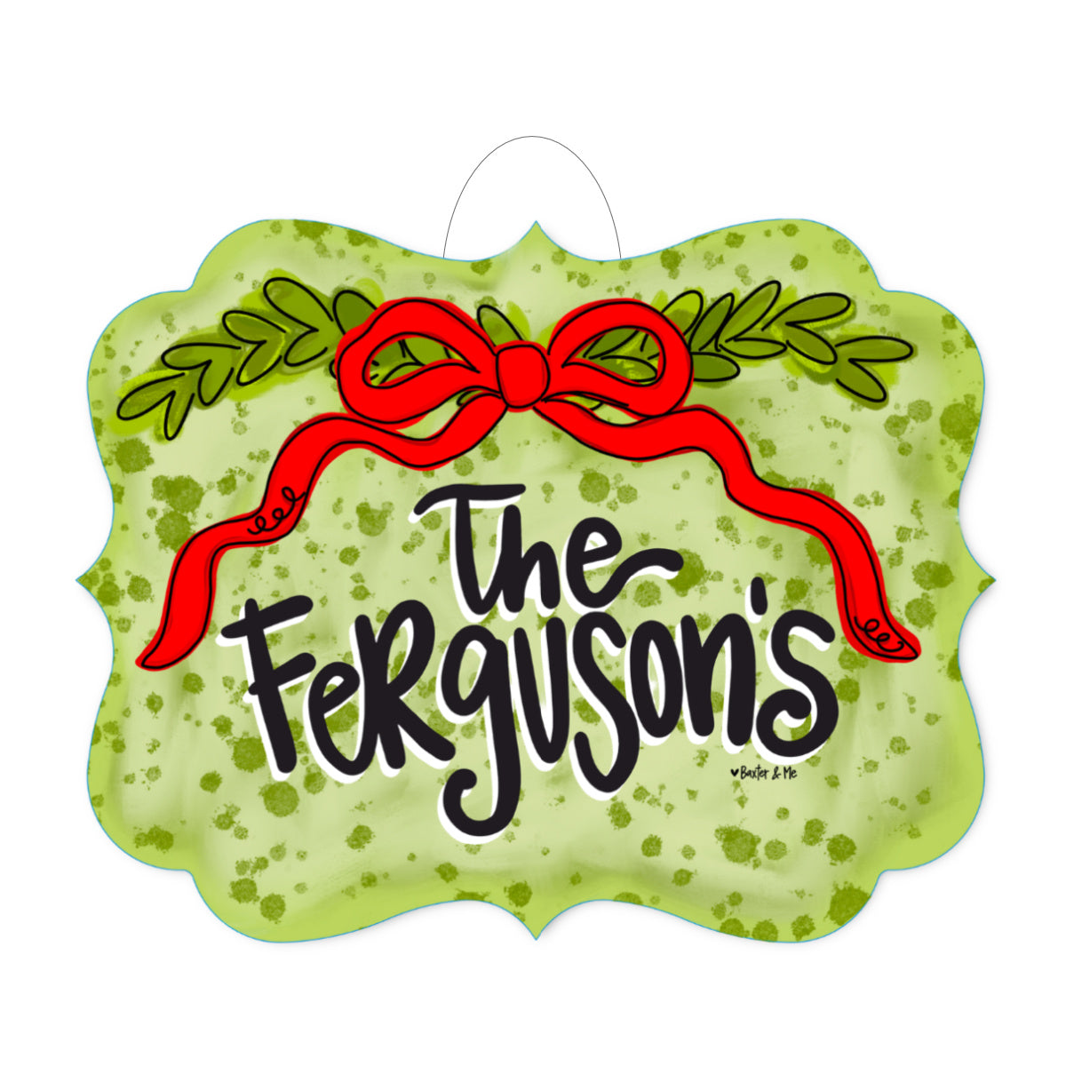 Merry Christmas Red Ribbon Door Hanger