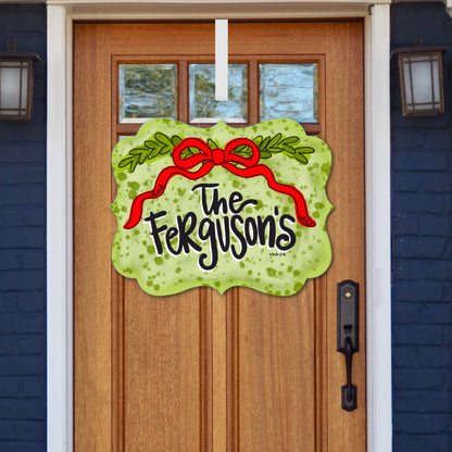 Merry Christmas Red Ribbon Door Hanger