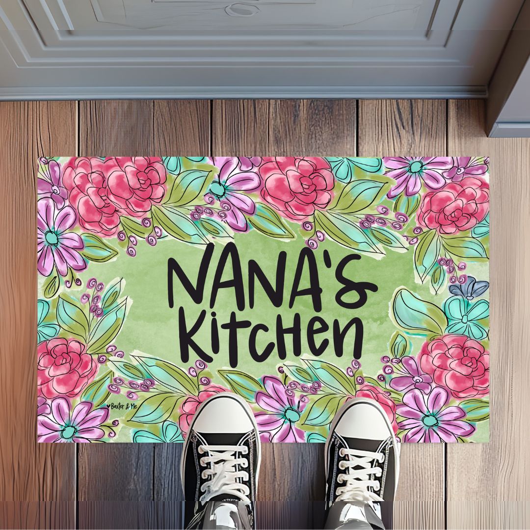 Pretty Pink & Purple Floral Welcome Rug Floormat