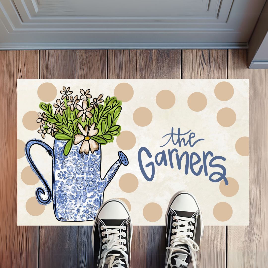 Personalized Home Sweet Home Watercan Rug Floormat