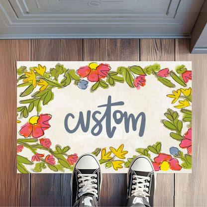 Welcome Floral Bloom Rug Floormat