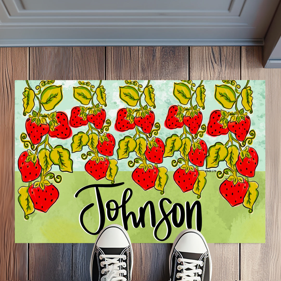 Welcome Strawberry Patch Rug Floormat