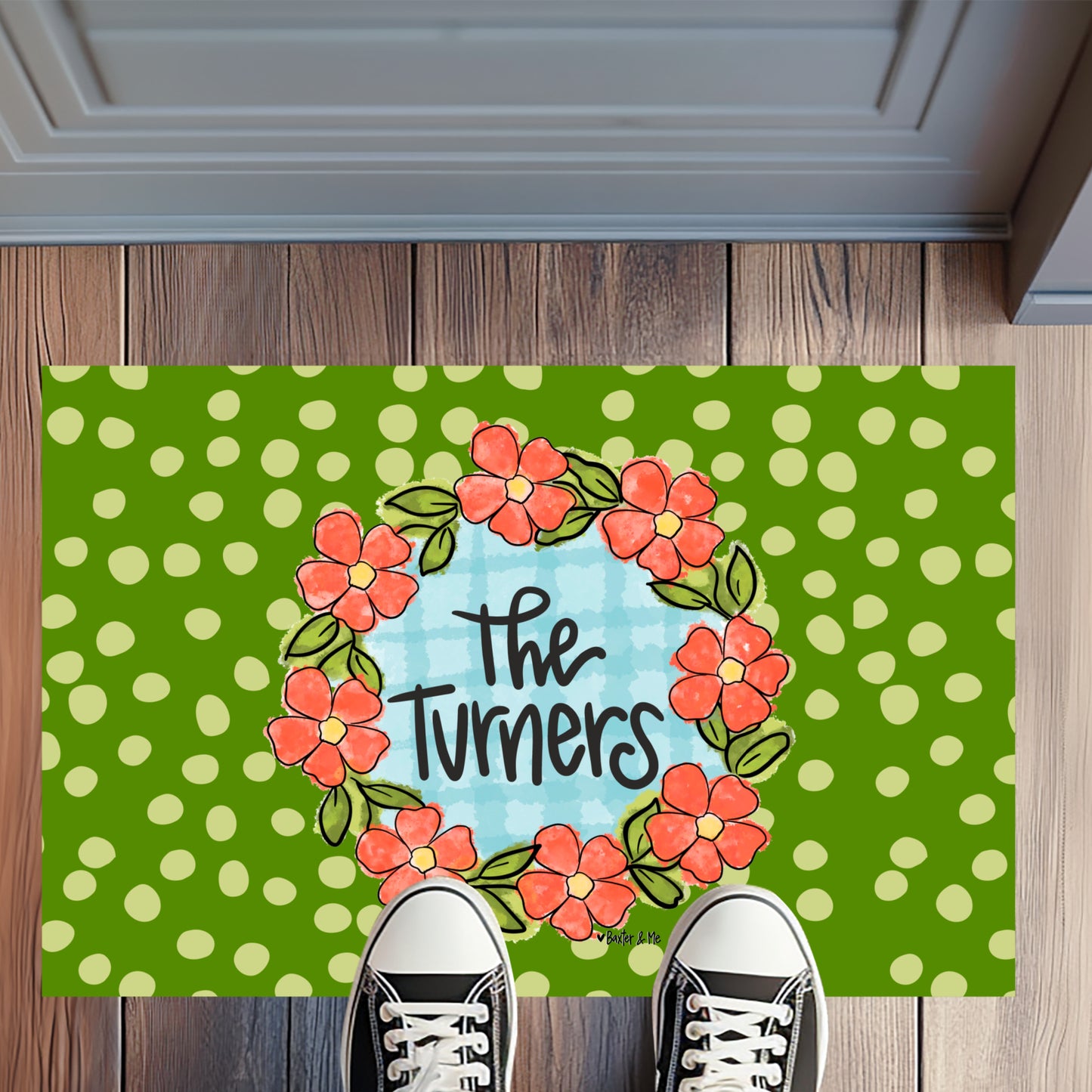 Green Coral Floral Rug Floormat