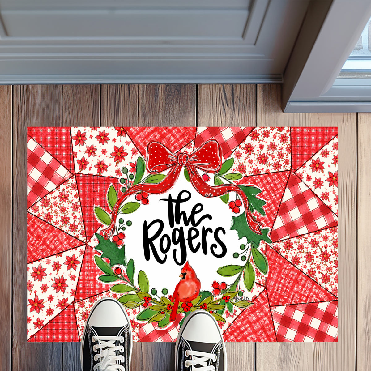 Quilted Christmas Cardinal Rug Floormat