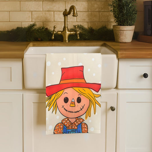 Candy Corn Scarecrow Tea Towel