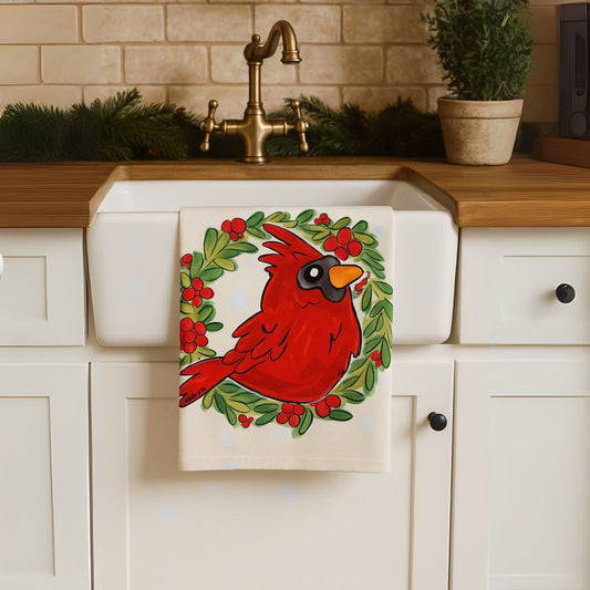 Christmas Cardinal Tea Towel